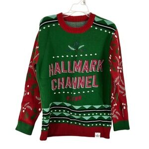 Hallmark Channel Sweater Unisex Large Green Red #1 Fan Christmas Ugly Holiday